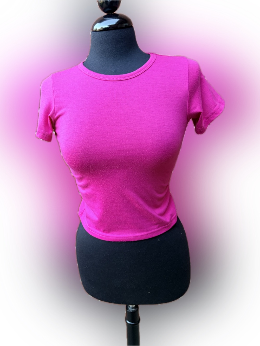 Source Unknown Women's Crop Crewneck Tee - Vibrant Pink